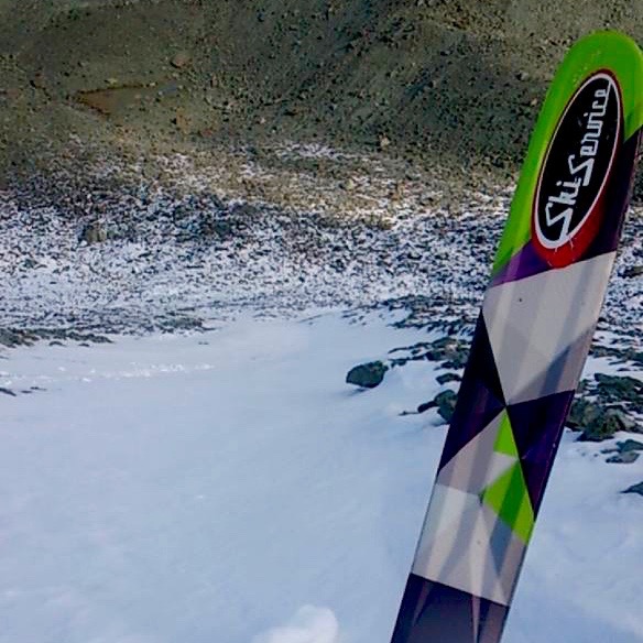 Ski Service team rider claiming the first tracks of the winter on the Bec des Roses - Verbier. Verbier ski hire & ski passes