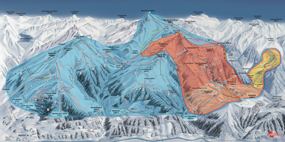 Verbier 4 Vallées Piste Map