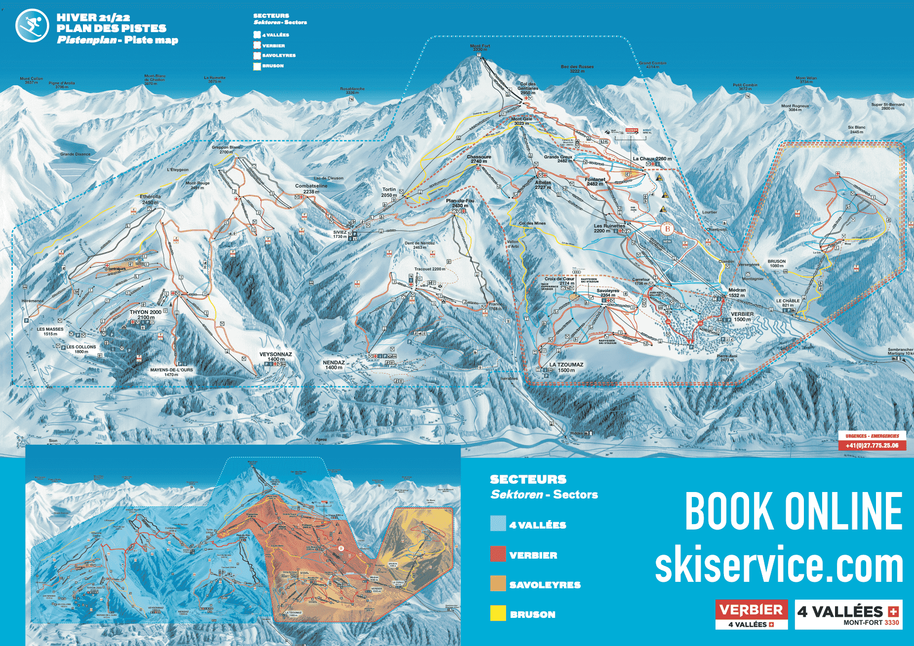 Verbier ski pass map - book online discount