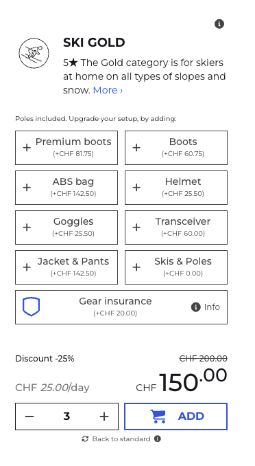 Group ski rental bookings in Verbier at Ski Service shop